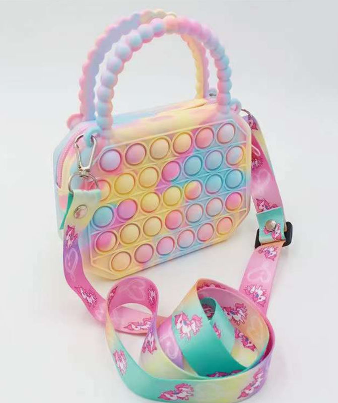 Pop Fidget Παιχνίδια Σιλικόνη Πίεση Φούσκα Crossbody τσάντα αισθητηριακό ανακουφιστικό άγχους ενήλικες Παιδιά τσάντα Χερσαίο Τσάντα Πορτοφόλι Δώρα